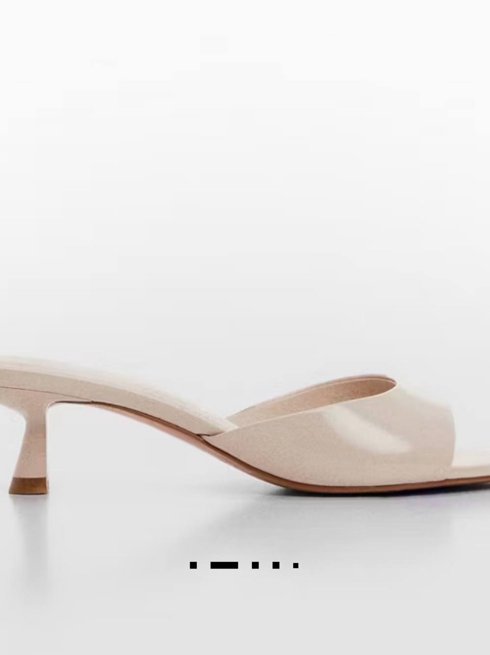 Mango patent leather Nude Open-Toe Kitten Heel Slide Sandals - Picture 2 of 9